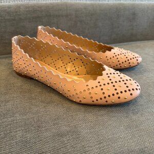 CHLOE Lauren Leather Lasercut Accents Ballet Flats